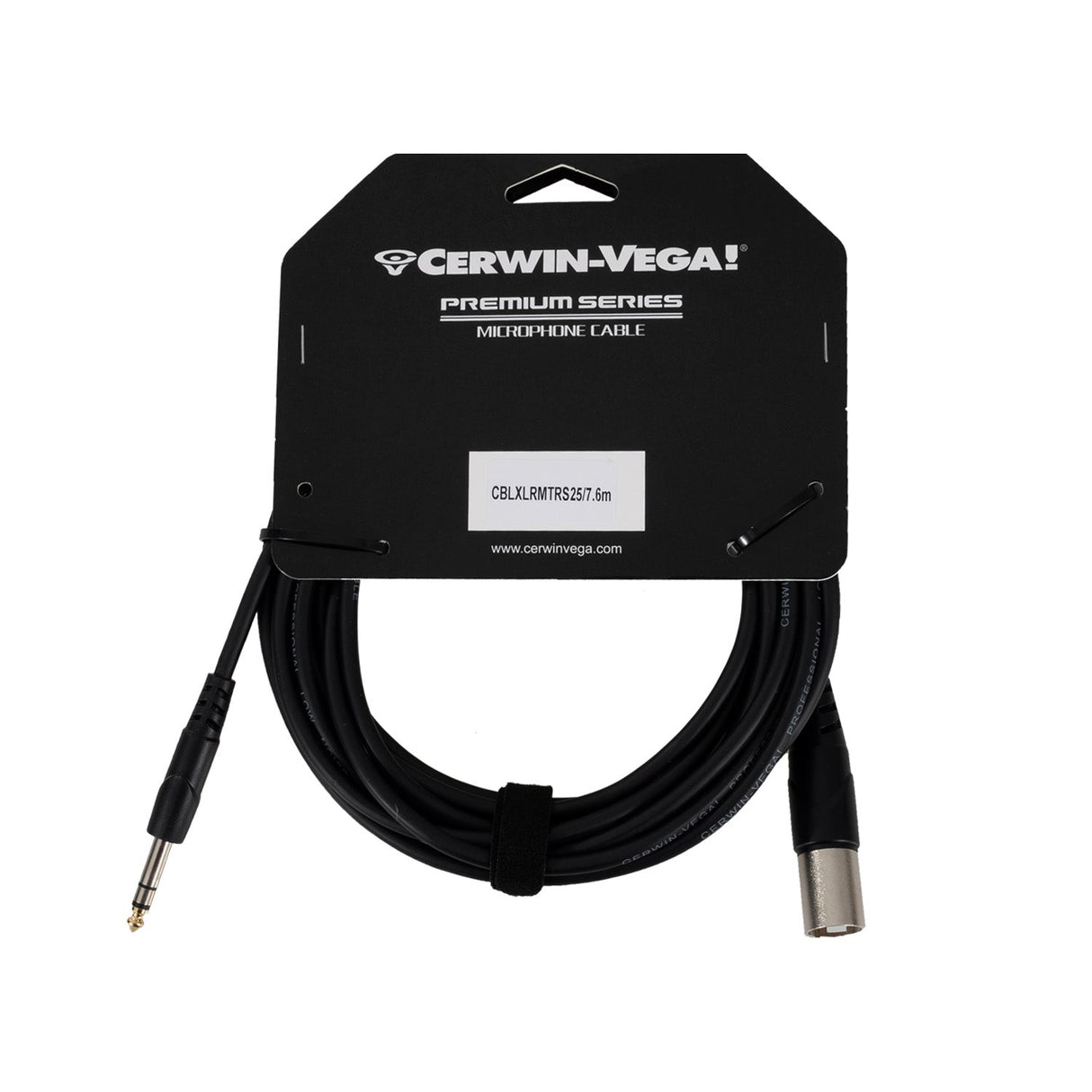 25Ft XLR Male to 1/4" Male Cable - CBLXLRMTRS25 - Cerwin Vega