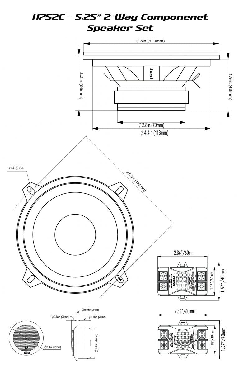 H7525C - HED Series 5.25" 2-Way Component Speakers
