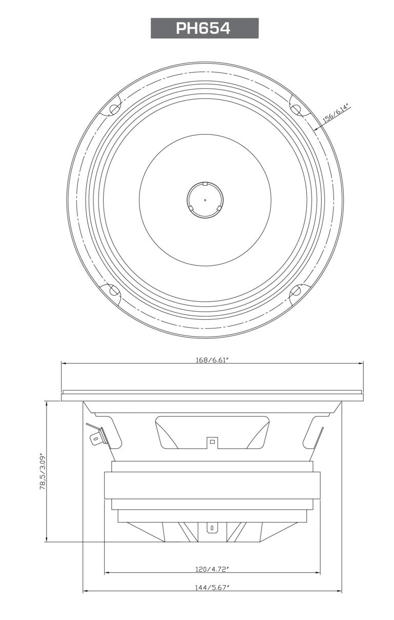 PRO Series 6.5" 2-Way Full-Range Coax Horn Speakers - PH654