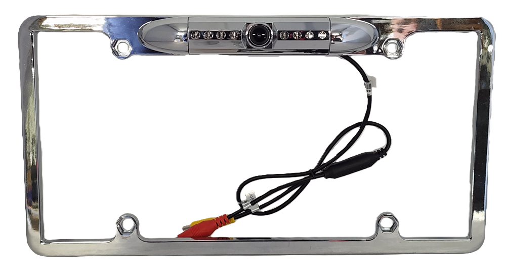 Chrome HD License Plate Frame with Backup Camera