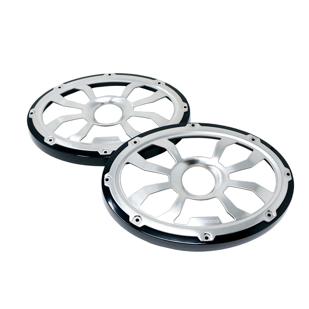 HXM69FGB - 6"x9" Flush Mount Speaker Grills - Brushed Aluminum/Black (Pair) - HXM69FGB - Diamond Audio