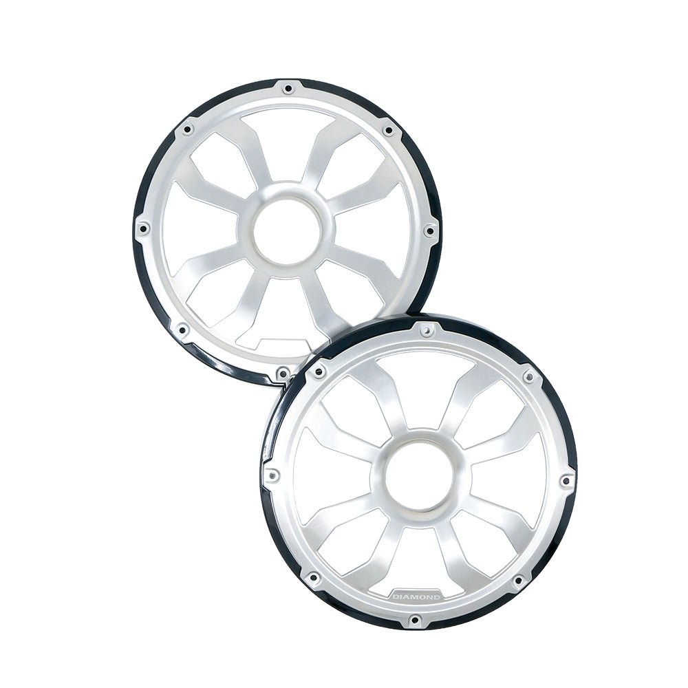 HXM8FGB - 8" Elite Flush Mount Speaker Grills - Brushed Aluminum/Black (Pair) - HXM8FGB - Diamond Audio