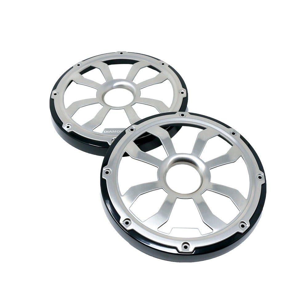 HXM8FGB - 8" Elite Flush Mount Speaker Grills - Brushed Aluminum/Black (Pair) - HXM8FGB - Diamond Audio