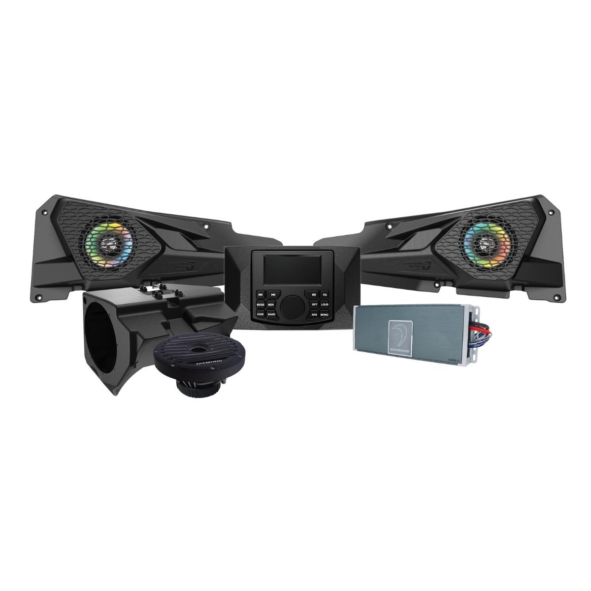 MSRZRKM22 - 2014+ RZR© 2DR / 4DR 6.5" 2 - Way Power Sports All Weather Coaxial Speaker 4 - Channel Amplifier - Diamond Audio