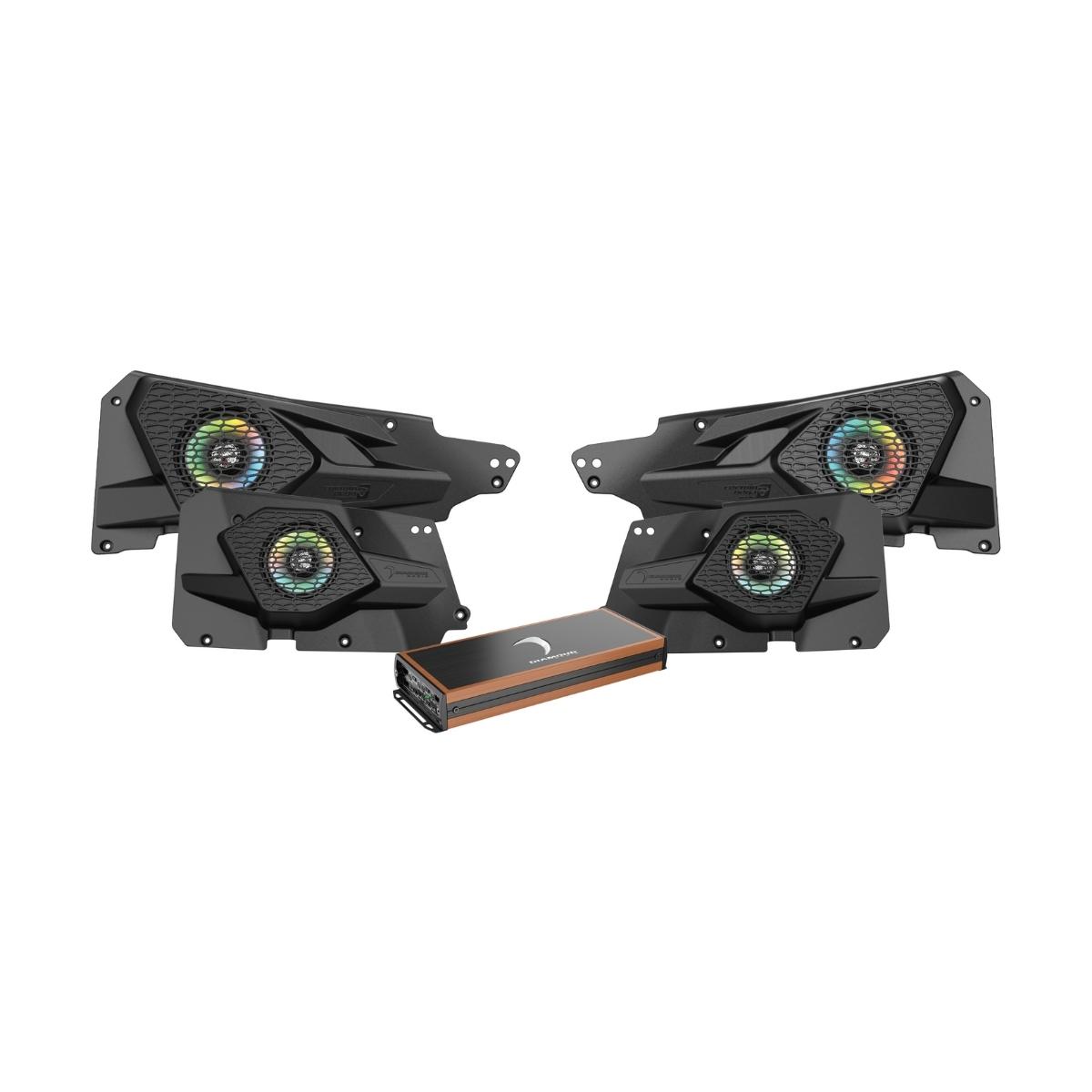 2014+ RZR© 4DR 6.5" 2 - Way Power Sports All Weather Coaxial Speaker 4 - Channel Full Range Class D Amplifier - Diamond Audio
