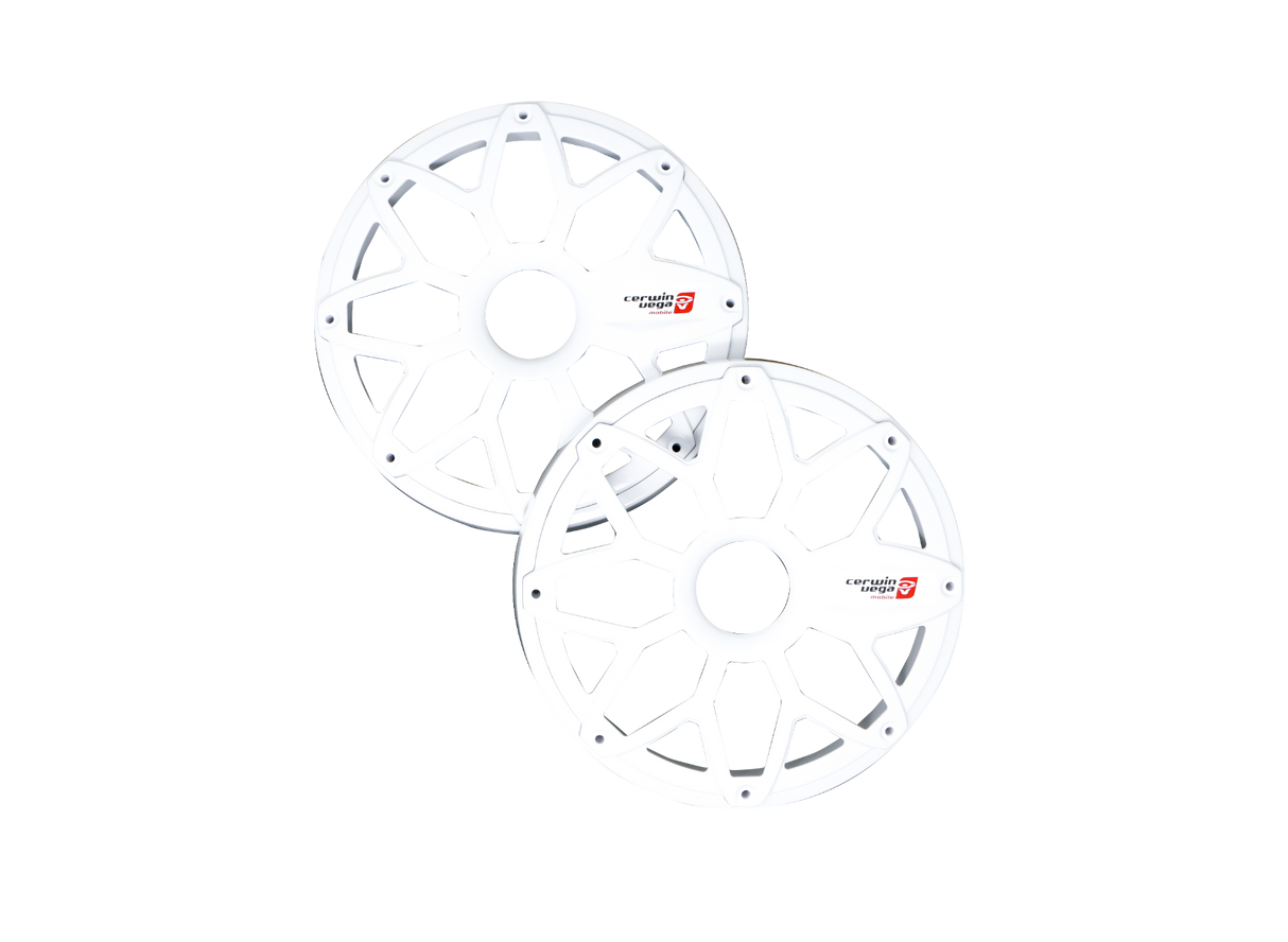 SM8FWW - RPM STROKER 8" Flush Mount Speaker Grill, White Pair, Steel With Powder Coating