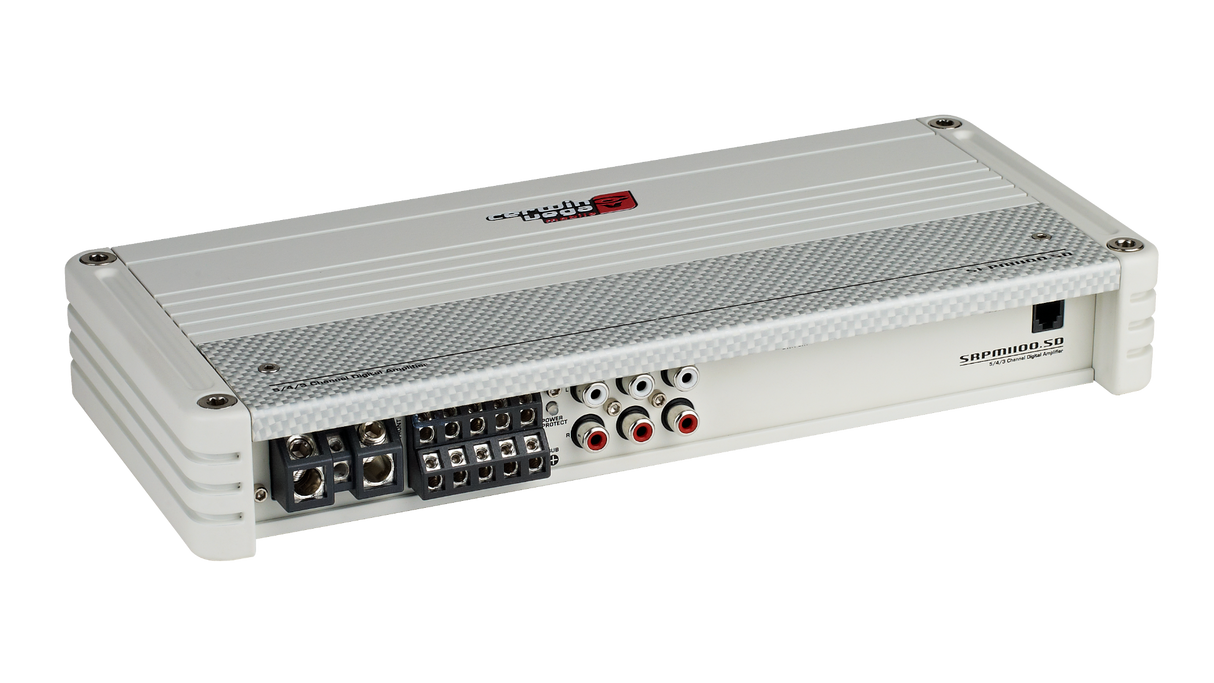 SRPM1100.5DW - 1100W RMS 2Ω Stable 5 inchannel Class-D Marine and Powersports Amplifier w/Bass Control Knob