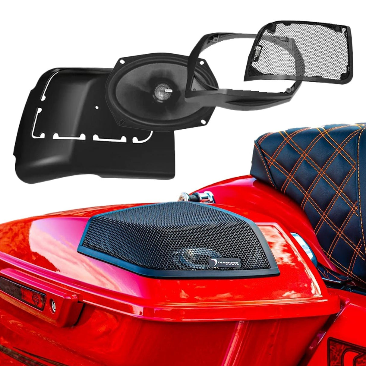 2014 - 2023 Harley Davidson® Cut In Lid Kit with MS692CX2 (2Ω) Speakers - MSMS692LK - MSMS692LK - Diamond Audio