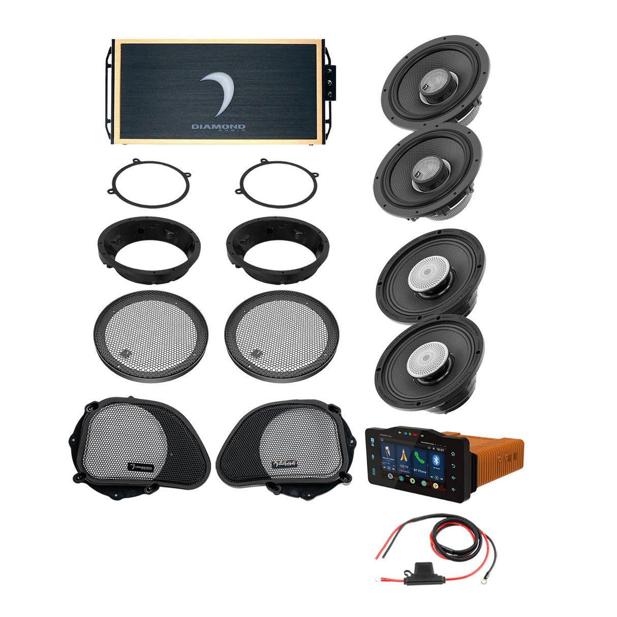 98 - 13 Harley Davidson® Road Glide 4 - Speaker System - DA9813RGTP3R - DA9813RGTP3R - Diamond Audio