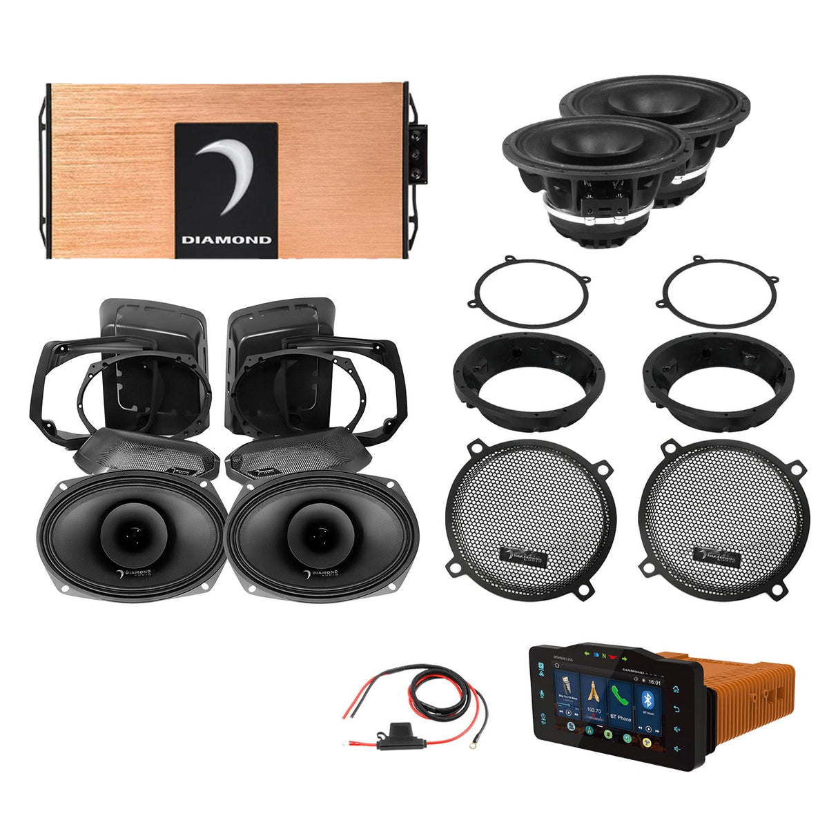 98 - 13 Harley Davidson® Street Glide 4 - Speaker System - DA9813SGSP4R - DA9813SGSP4R - Diamond Audio