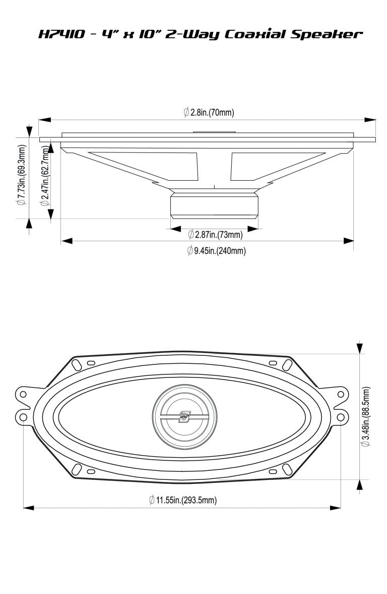 H7410 - HED Series 4"×10" 2-Way Coaxial Speakers
