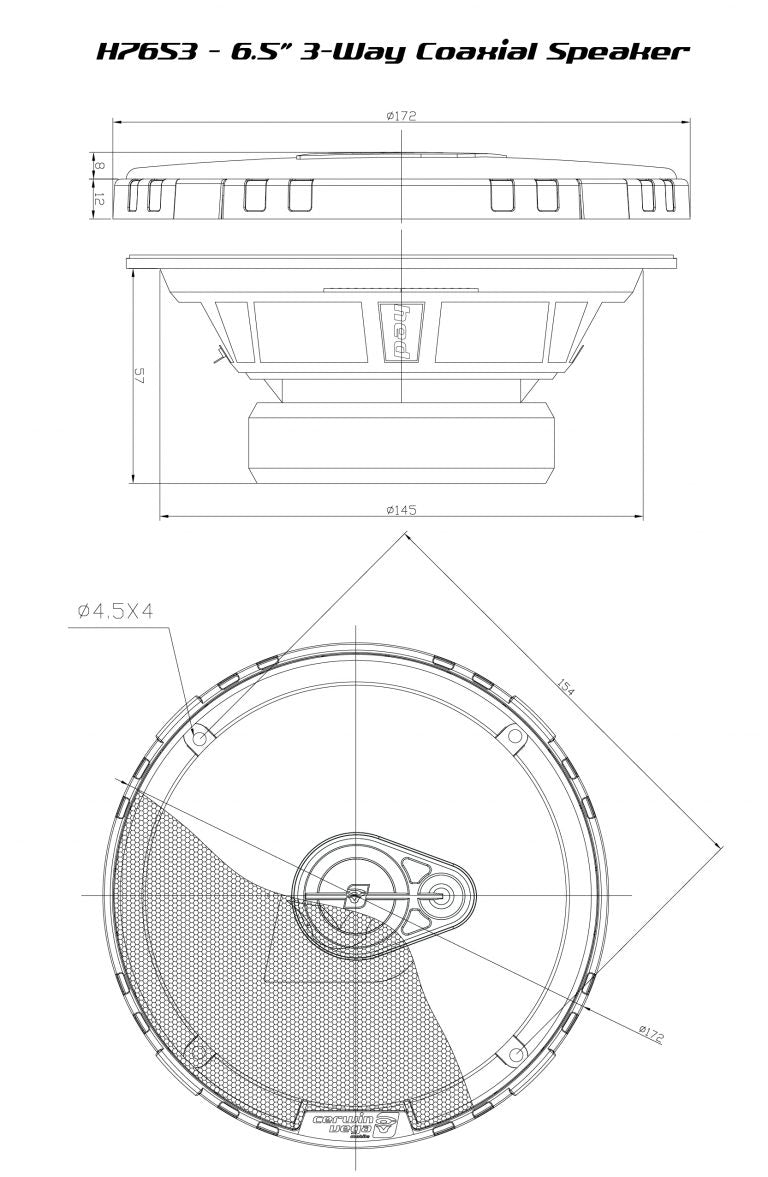 H7653 - HED Series 6.5" 3-Way Coaxial Speakers