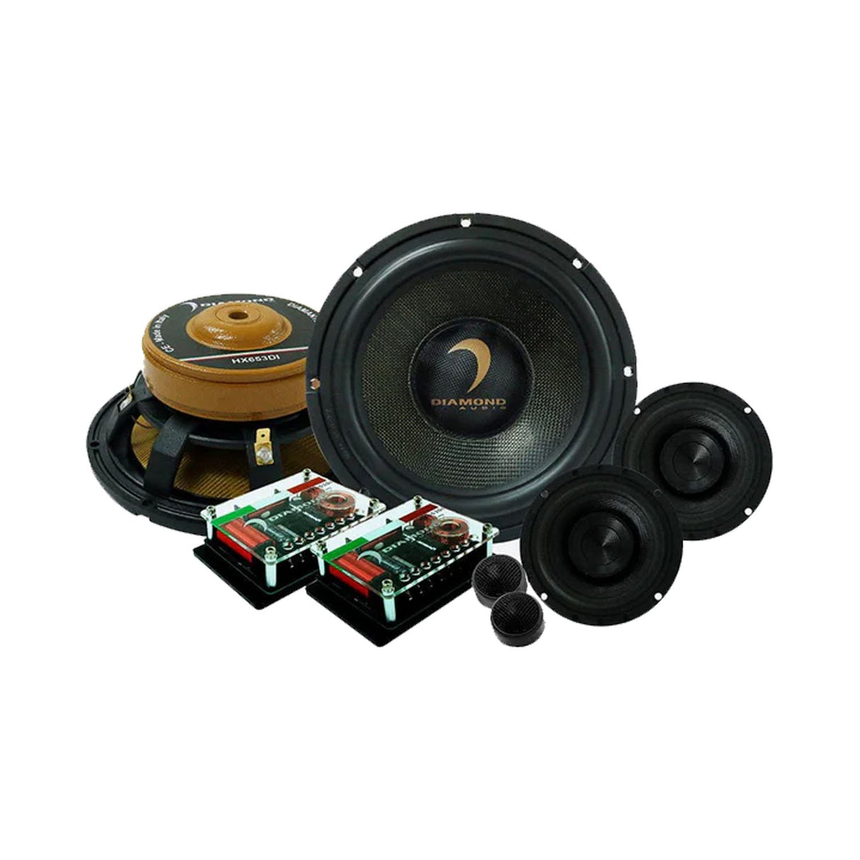 6.5" HEX Diamante Italia Edition 3 - Way Component Set w/1" Silk Dome Tweeter - HX653DI - HX653DI - Diamond Audio