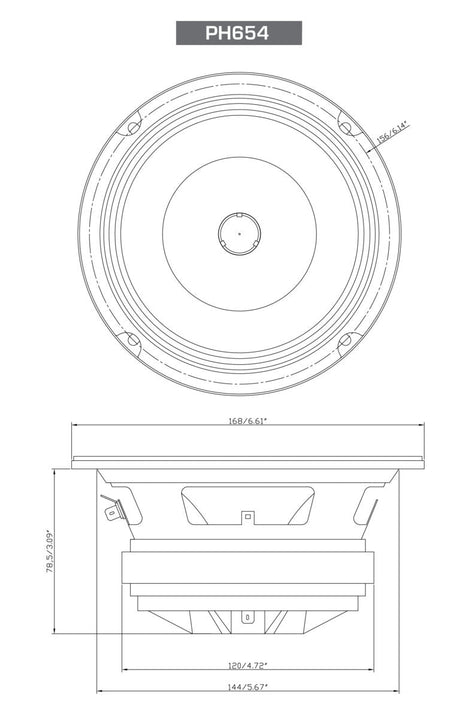 PRO Series 6.5" 2-Way Full-Range Coax Horn Speakers - PH654