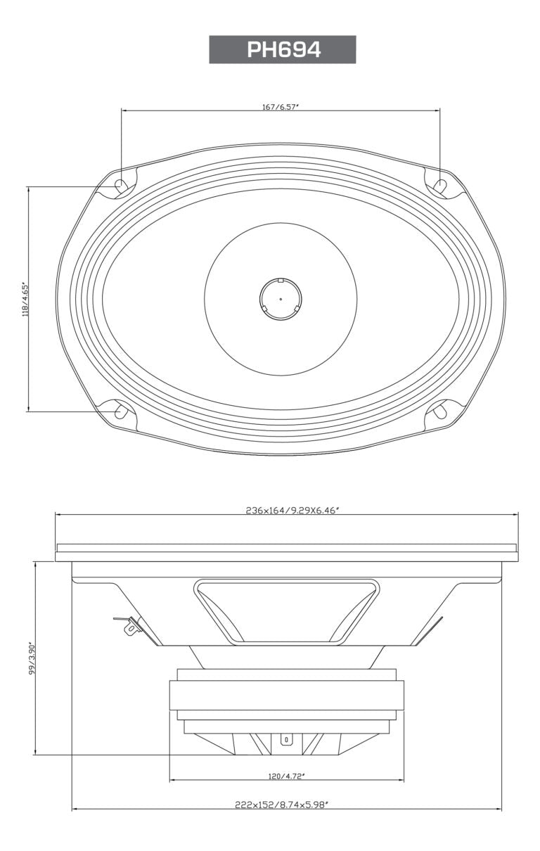 PRO Series 6"x9" 2-Way Full-Range Coax Horn Speakers - PH694