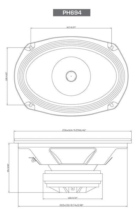 PRO Series 6"x9" 2-Way Full-Range Coax Horn Speakers - PH694
