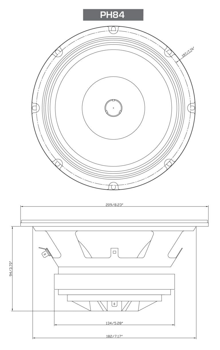 PRO Series 8" 2-Way Full-Range Coax Horn Speakers - PH84