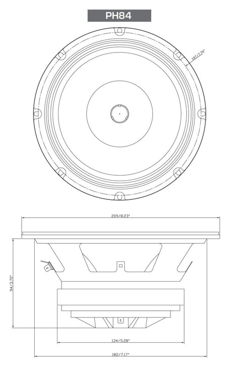 PRO Series 8" 2-Way Full-Range Coax Horn Speakers - PH84