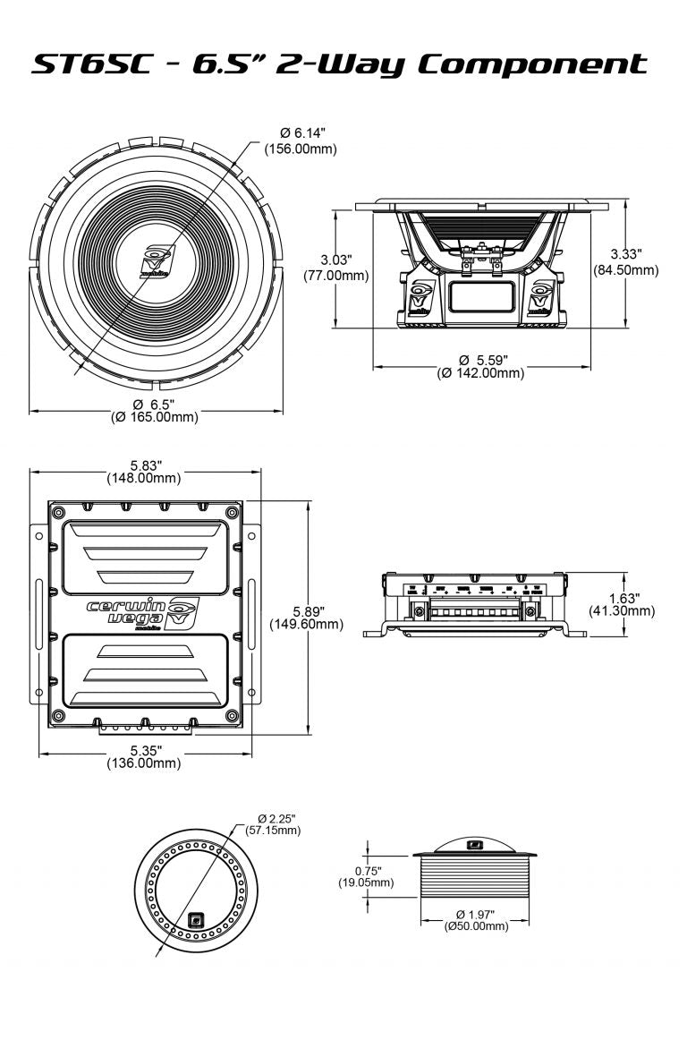 Stroker Series 6.5" 2-Way Component Speaker Set - ST65C