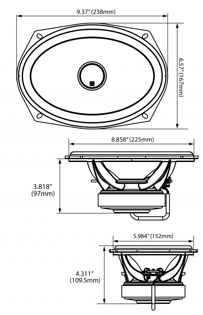 Stroker 6"x9” 2-Way Coax Speakers W/Titanium Dome Tweeter (4Ω) - ST69CX