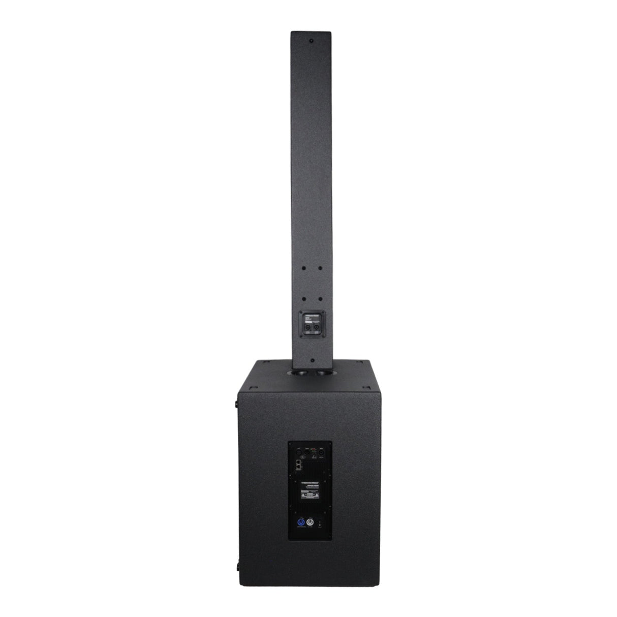Cerwin-Vega SUBA18-CSP66 18-inch powered active subwoofer in a rugged black plywood cabinet, designed for the CSP66 column speaker system.