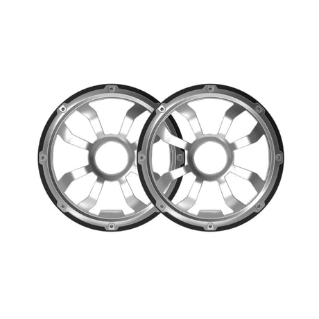 HXM10FGB - 10" Flush Mount Speaker Grills - Brushed Aluminum/Black (Pair) - HXM10FGB - Diamond Audio