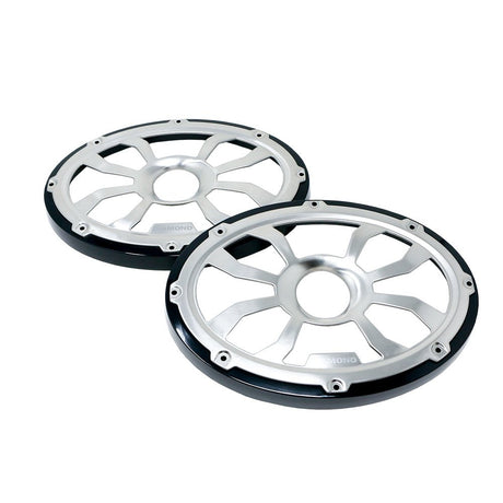 HXM69FGB - 6"x9" Flush Mount Speaker Grills - Brushed Aluminum/Black (Pair) - HXM69FGB - Diamond Audio