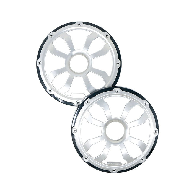 HXM8FGB - 8" Elite Flush Mount Speaker Grills - Brushed Aluminum/Black (Pair) - HXM8FGB - Diamond Audio