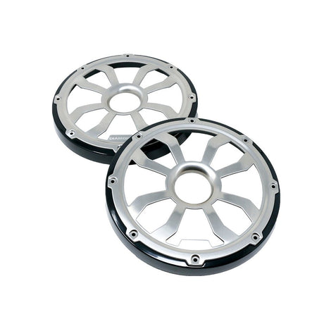 HXM8FGB - 8" Elite Flush Mount Speaker Grills - Brushed Aluminum/Black (Pair) - HXM8FGB - Diamond Audio