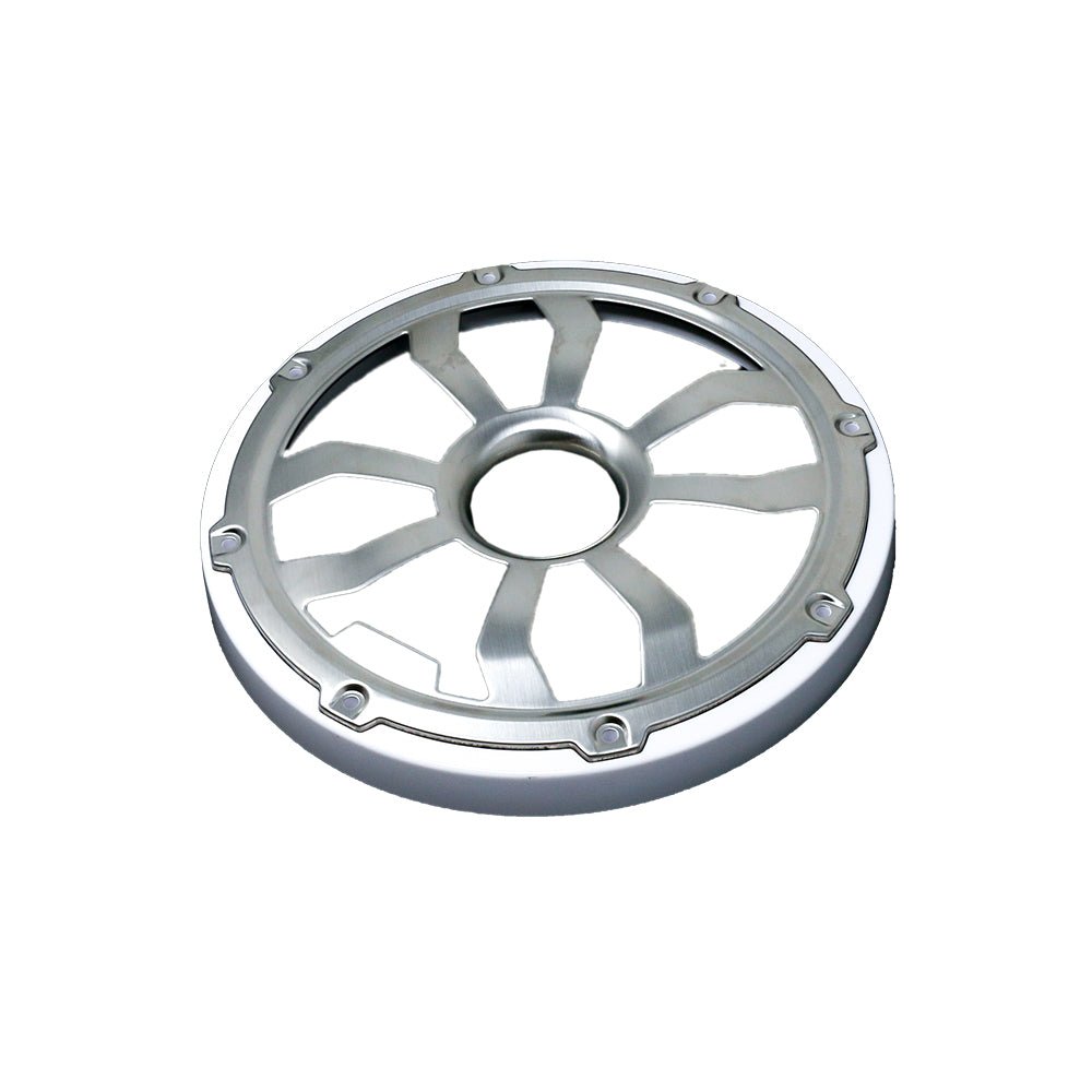 HXM8FGW - 8" Elite Flush Mount Speaker Grills - Brushed Aluminum/White (Pair) - HXM8FGW - Diamond Audio