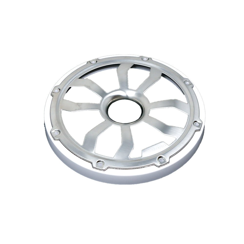 HXM8FGW - 8" Elite Flush Mount Speaker Grills - Brushed Aluminum/White (Pair) - HXM8FGW - Diamond Audio