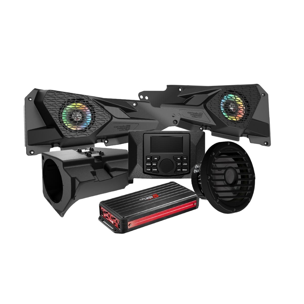 2014+ RZR XP Front Speaker Kit with 4 Ch Digital Amplifier, Media Audio Player and Subwoofer