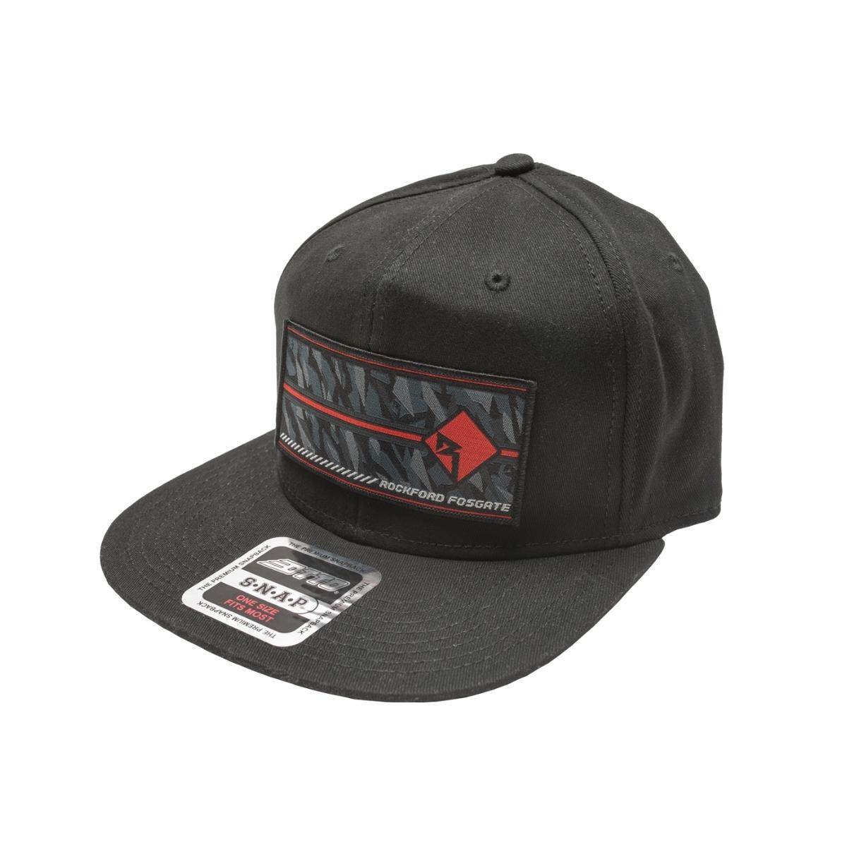 POP-CAMOHAT19 Black snapback hat with multi color camo graphic